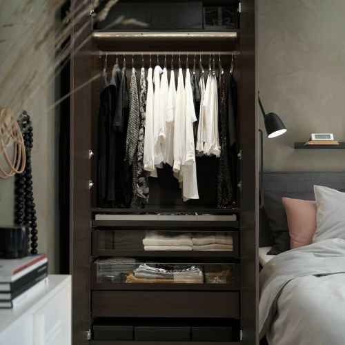 PAX Wardrobe combination, black-brown, brown stained ash effect 100x60x236 cm
