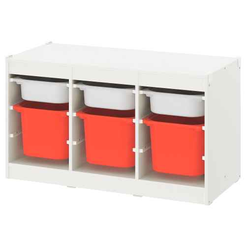 TROFAST Storage Combination, White, White Orange 99x44x55 cm