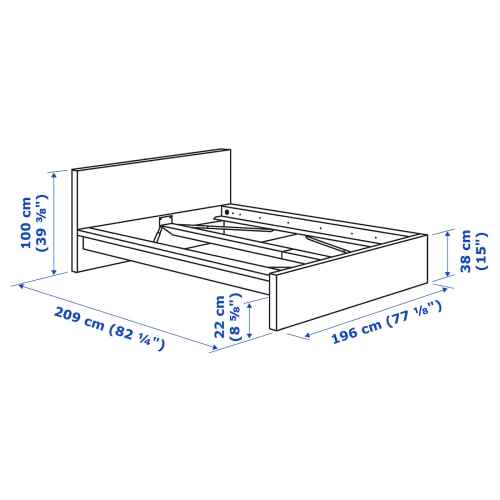 IKEA MALM Bed Frame, LONSET, High White Stained Oak Veneer, 180x200 cm