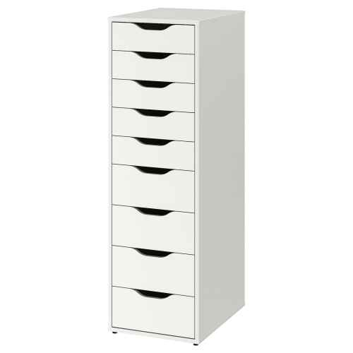 IKEA ALEX Drawer unit with 9 drawers, white, 36x116 cm