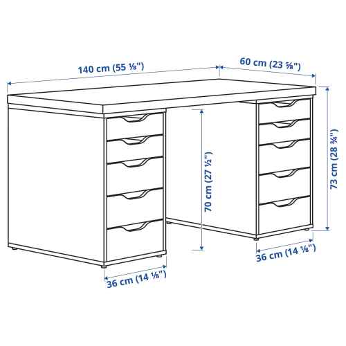 IKEA LAGKAPTEN/ALEX Desk 140x60cm, White