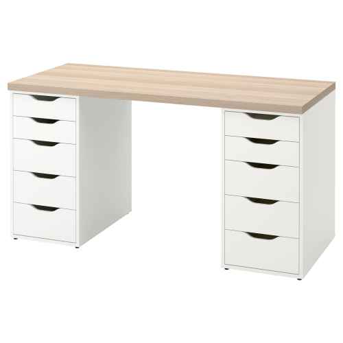 IKEA LAGKAPTEN / ALEX Desk white stained oak effect, white 140x60 cm