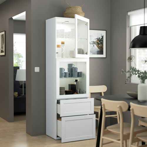 IKEA-BESTA Storage Combination w Glass Doors, WH 60x42x193 cm