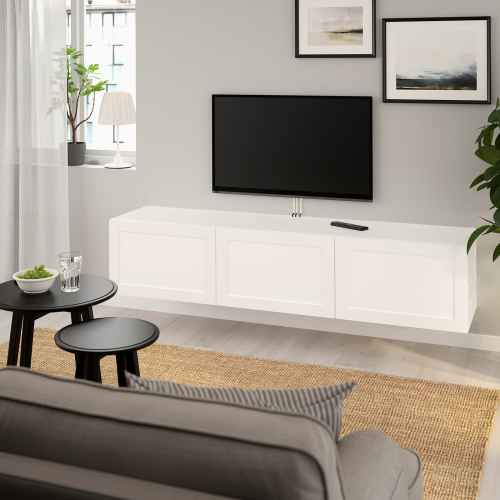 (Besta Part)IKEA BESTA TV bench w Door, WH,180x42x38 cm