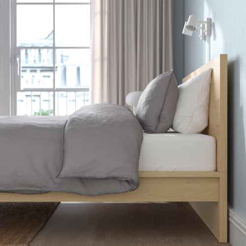 IKEA MALM Bed frame 196x209 high, white stained oak veneer, Luroy