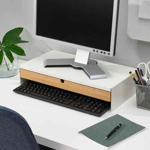 IKEA ELLOVEN Monitor stand with drawer, White