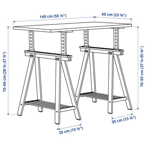 IKEA LAGKAPTEN / MITTBACK Desk, 140x60 cm, White/Birch