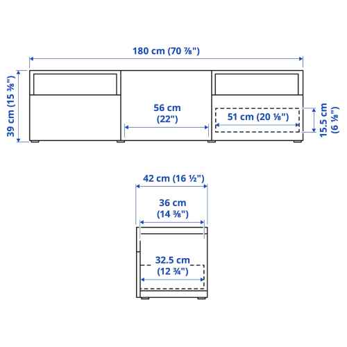 (Besta Part)IKEA BESTA TV Bench, WH 180x42x39 cm