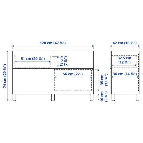 IKEA BESTA Storage Combination w Doors/Drawers, WH 120x42x74 cm