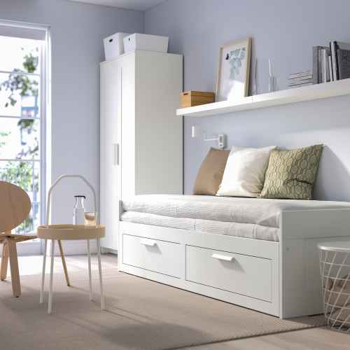 IKEA BRIMNES day-bed frame with 2 drawers white 80x200 cm