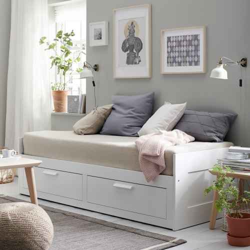 IKEA BRIMNES Day-bed Frame with 2 Drawers 80x200cm, White