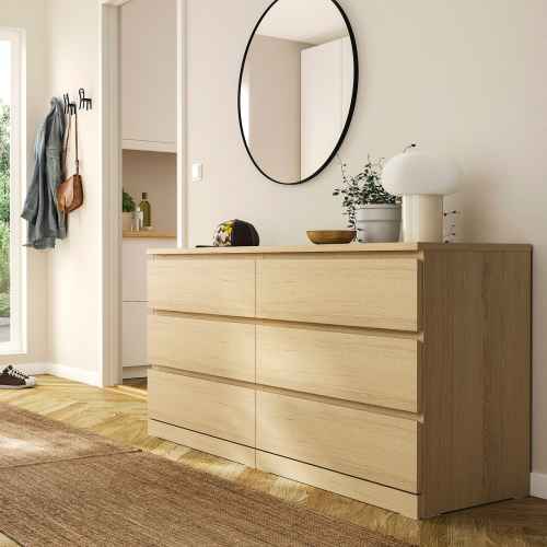 IKEA MALM Chest of 6 Drawers 160x78cm, White Stained Oak Veneer