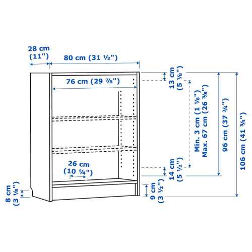 IKEA BILLY Bookcase 80x28x106cm, White