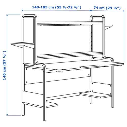 IKEA FREDDE Gaming Desk 140/185x74x146cm, Black