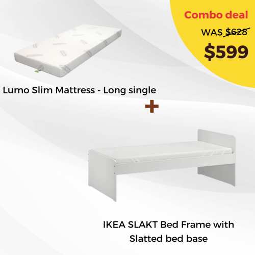 IKEA SLAKT Bed Frame and Memory Foam Mattress Combo, Long Single