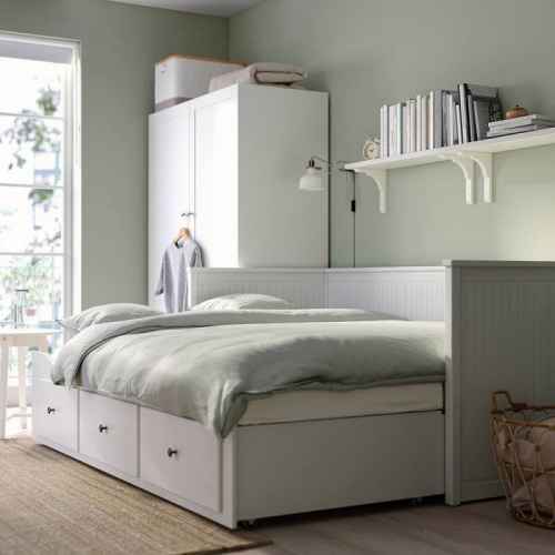 IKEA HEMNES Day-bed Frame and 2 Memory Foam Mattresses Combo, 80x200cm