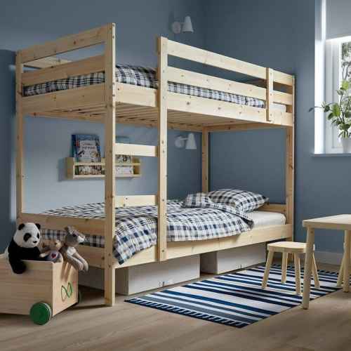 IKEA MYDAL Bunk Bed Frame and 2 Memory Foam Mattresses Combo, Long Single