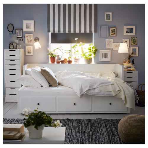 IKEA HEMNES Day-bed Frame with 3 Drawers 80x200cm, White