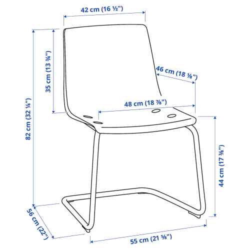 IKEA TOBIAS Chair Chrome-Plated 55x56cm Transparent