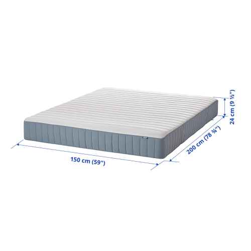 IKEA VALEVAG Pocket Sprung Mattress 150x200cm, Firm, Light Blue