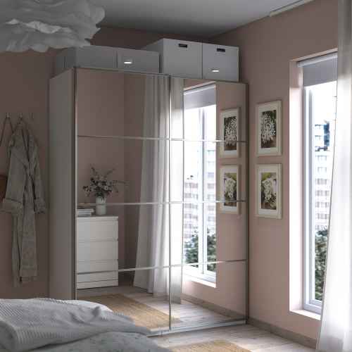 IKEA PAX / AULI Wardrobe, Mirror Glass, 894.993.88, 150x66x201cm, White