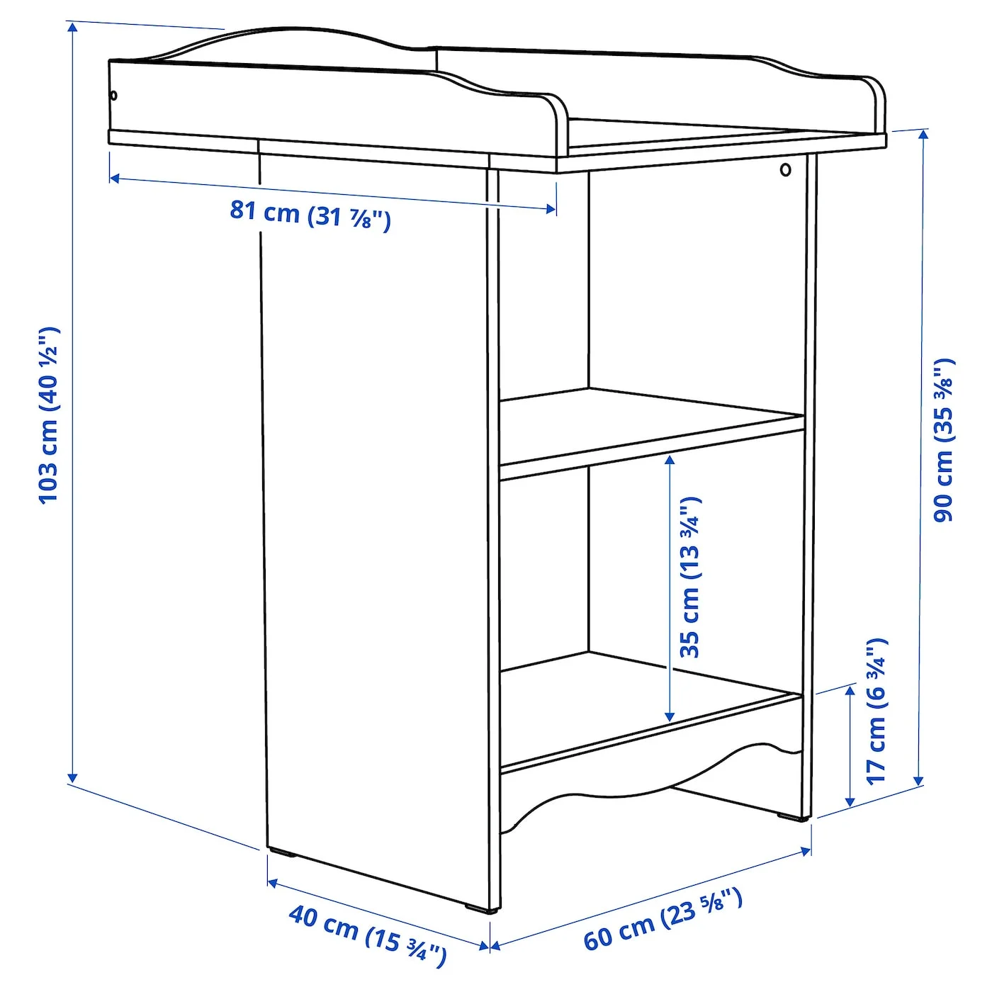 IKEA SMAGORA Changing table/bookshelf White