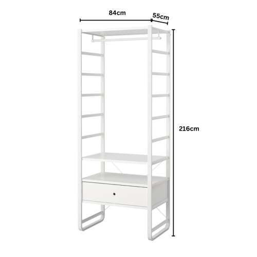 IKEA ELVARLI wardrobe combination, with a drawer, white 84x55x216 cm