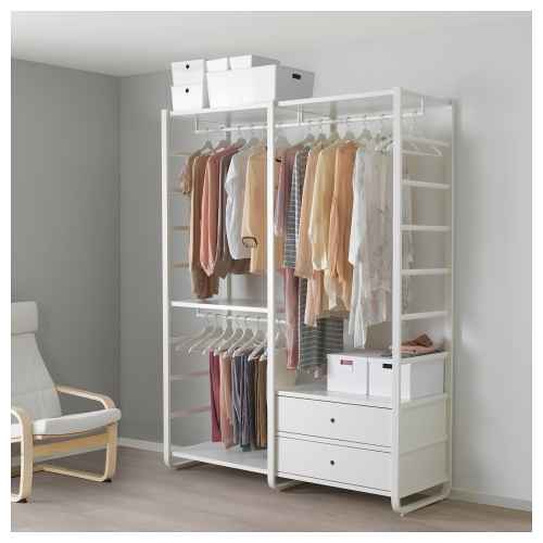 IKEA ELVARLI wardrobe combination white 165x55x216 cm