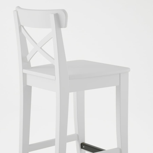 (Part) IKEA INGOLF Bar stool with backrest, white, 74cm