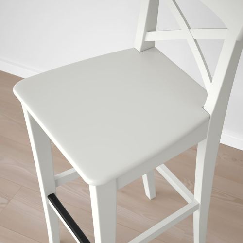 (Part) IKEA INGOLF Bar stool with backrest, white, 74cm