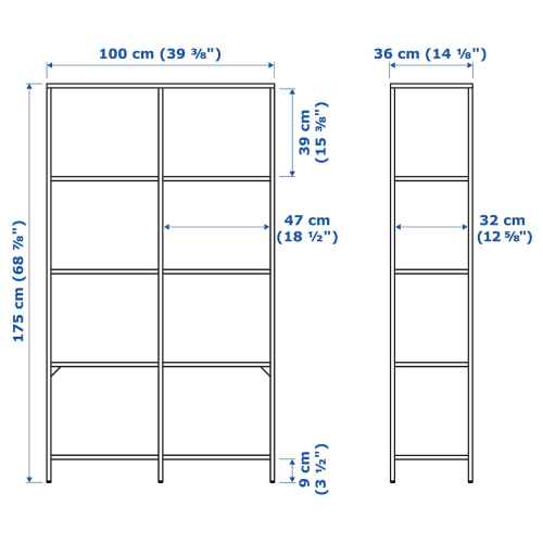 IKEA VITTSJO Shelving unit 100x175cm Black-brown, Glass