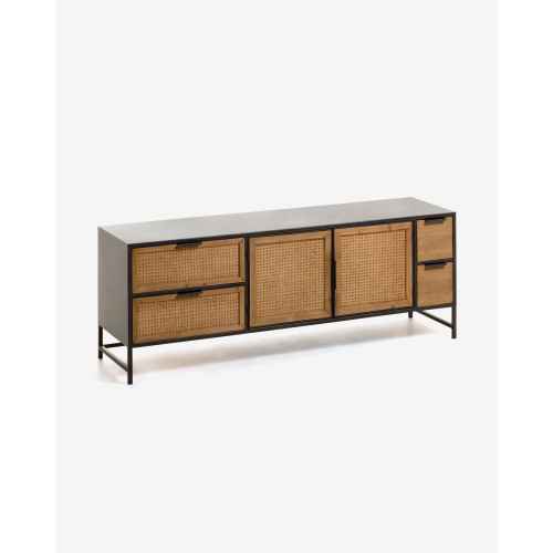 Kave Home KYOKO TV Stand, Black, Natural, 150x55x40 cm