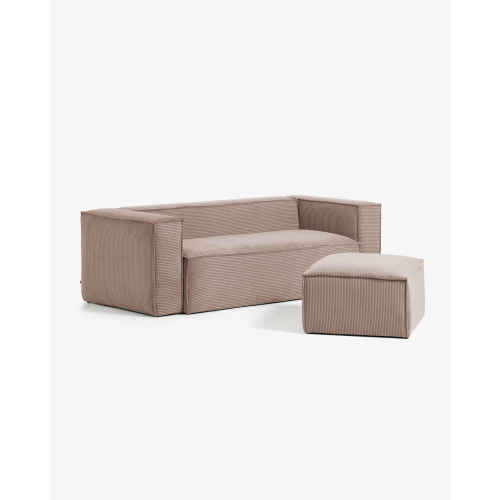 Kave Home Blok 3-Seat Sofa, Corduroy, Pink