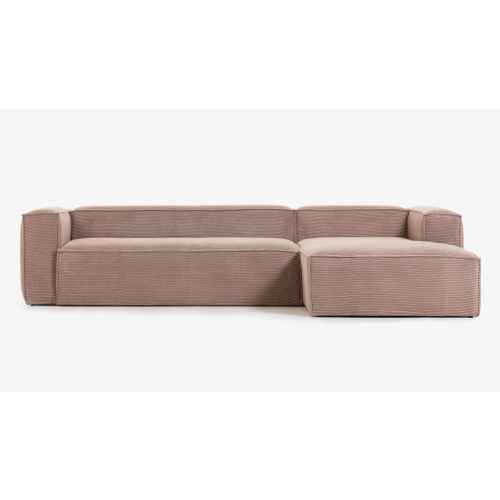 Kave Home Blok 4-Seat Modular Sofa with Right Chaise, Corduroy, Pink