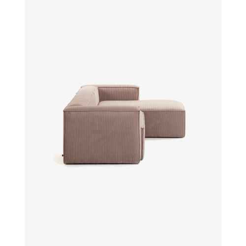 Kave Home BLOK 4-Seat Modular Sofa with Right Chaise, Corduroy, Pink