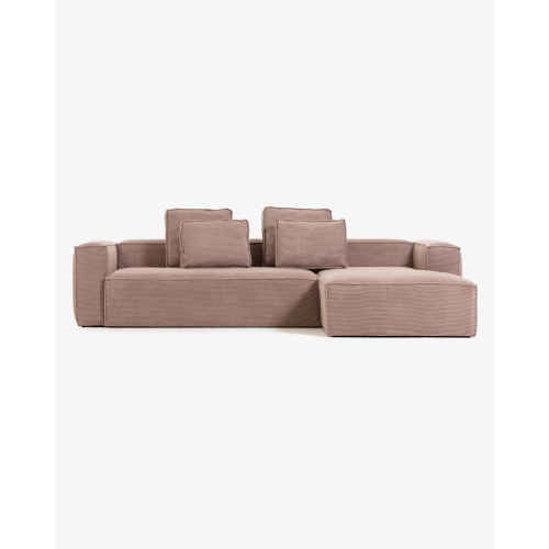 Kave Home Blok 4-Seat Modular Sofa with Right Chaise, Corduroy, Pink