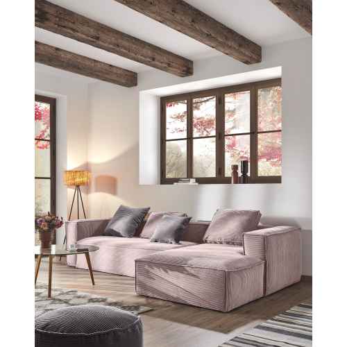 Kave Home Blok 4-Seat Modular Sofa with Right Chaise, Corduroy, Pink