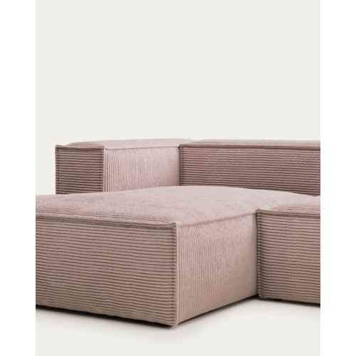 Kave Home BLOK 4-Seat Modular Sofa with Left Chaise, Corduroy, Pink