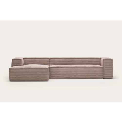 Kave Home Blok 4-Seat Modular Sofa with Left Chaise, Corduroy, Pink