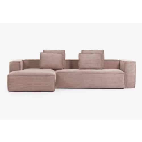 Kave Home Blok 4-Seat Modular Sofa with Left Chaise, Corduroy, Pink