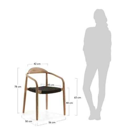 Kave Home NINA Dining Chair, Black & Natural