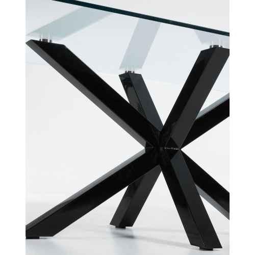 Kave Home ARGO Dining Table, Clear & Black, 2m