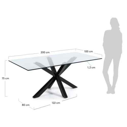 Kave Home Argo Dining Table, Clear & Black, 2m