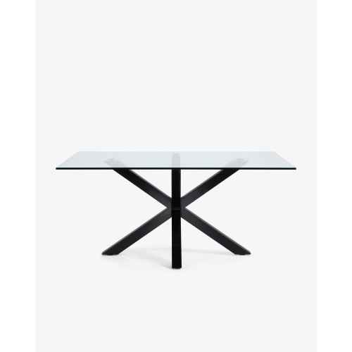 Kave Home Argo Dining Table, Clear & Black, 1.8m