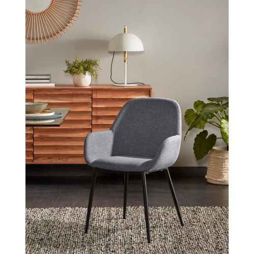 Kave Home KONNA Dining Chair, Dark Grey, 59x83x55 cm, Set of 2