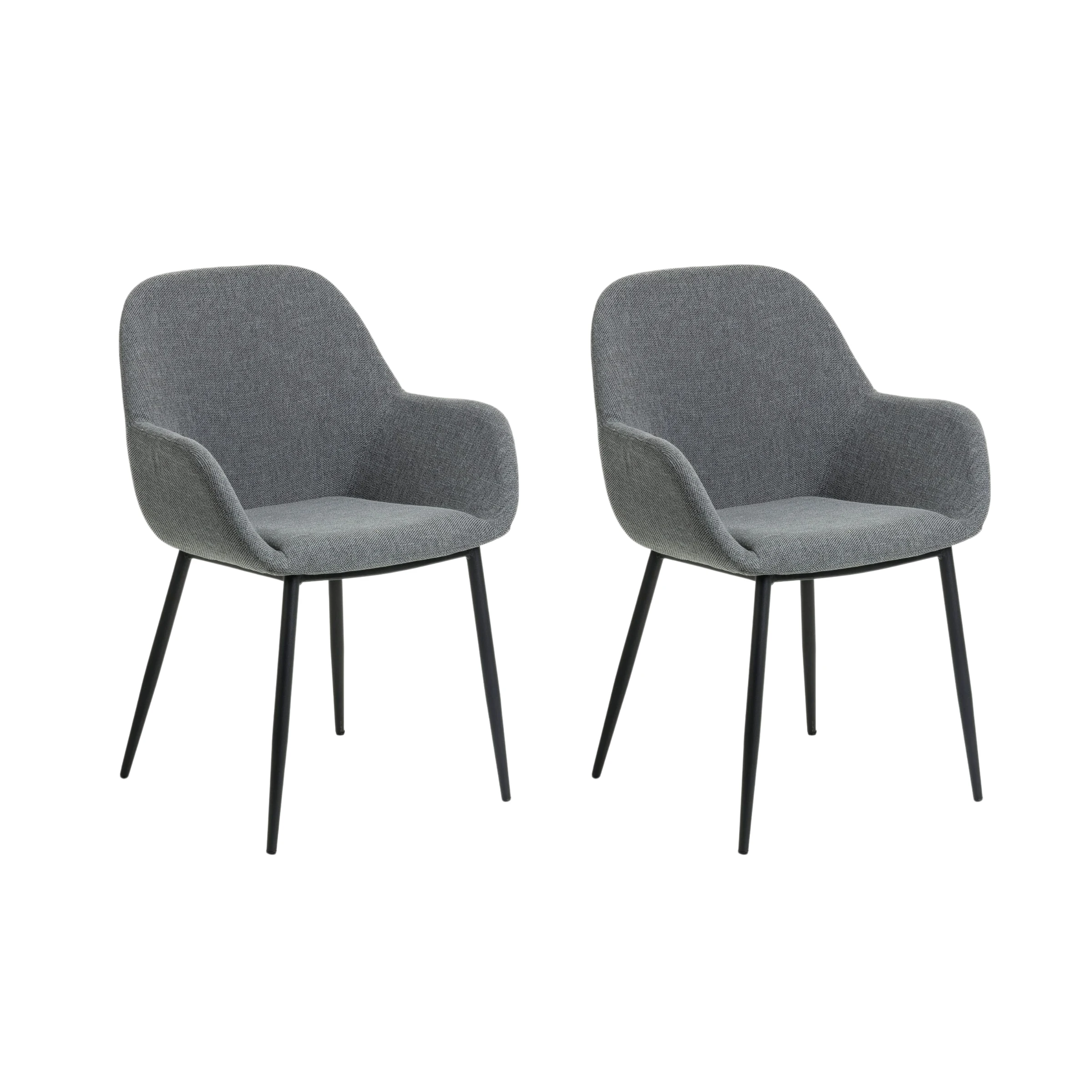 Kave Home Konna Dining Chair, Dark Grey, 59x83x55 cm, Set of 2