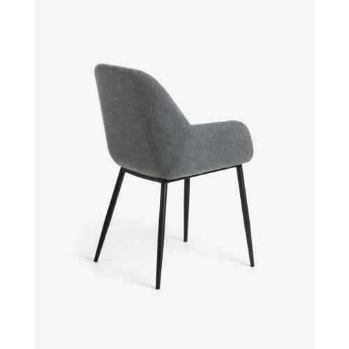 Kave Home KONNA Dining Chair, Dark Grey, 59x83x55 cm, Set of 2