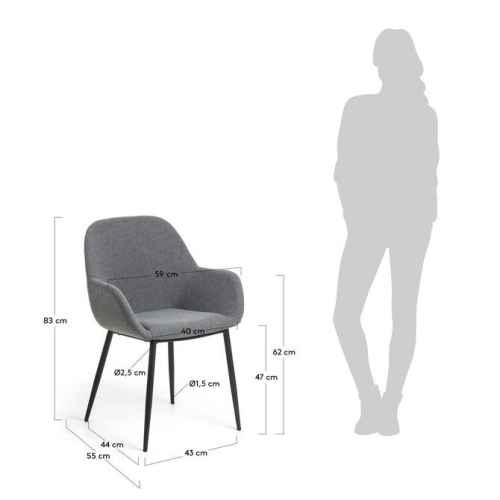 Kave Home Konna Dining Chair, Dark Grey, Set of 2