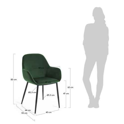 Kave Home KONNA Dining Chair, Green Black, 59x83x55 cm, Set of 2