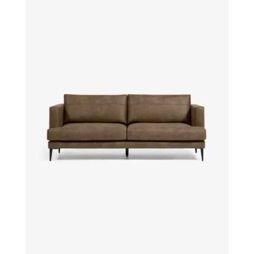 Kave Home Vinny 2 Seater Vegan Leather Sofa, Brown